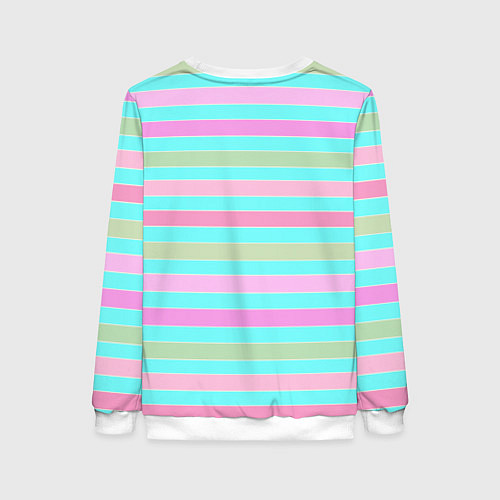 Женский свитшот Pink turquoise stripes horizontal Полосатый узор / 3D-Белый – фото 2