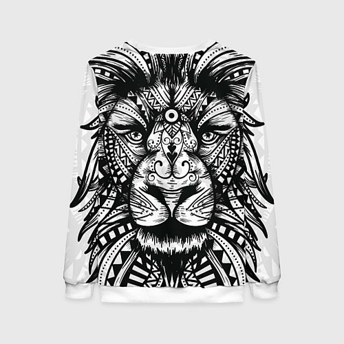 Женский свитшот Черно белый Африканский Лев Black and White Lion / 3D-Белый – фото 2