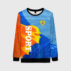 Свитшот женский РОССИЯ - СПОРТ - ГЕРБ, цвет: 3D-черный