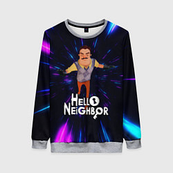 Свитшот женский Hello Neighbor Привет сосед Бегущий сосед, цвет: 3D-меланж