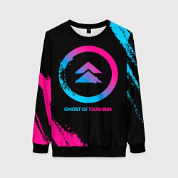 Свитшот женский Ghost of Tsushima Neon Gradient, цвет: 3D-черный