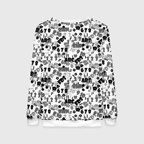 Женский свитшот Black and white alphabet and numbers / 3D-Белый – фото 2