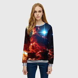 Свитшот женский Яркая звезда в космическом пространстве, цвет: 3D-меланж — фото 2