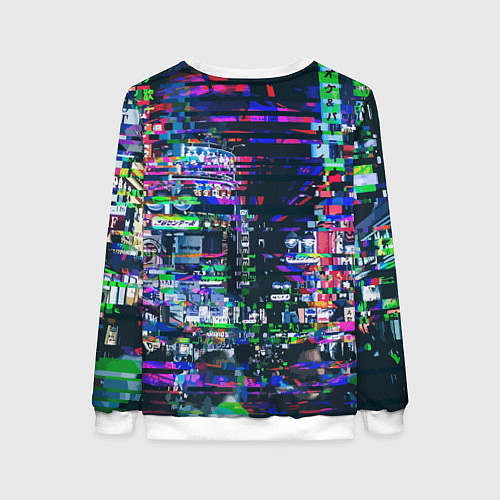 Женский свитшот Ночной город - glitch / 3D-Белый – фото 2