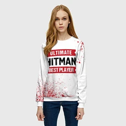 Свитшот женский Hitman: красные таблички Best Player и Ultimate, цвет: 3D-белый — фото 2