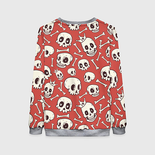 Женский свитшот Черепа на красном фоне / 3D-Меланж – фото 2