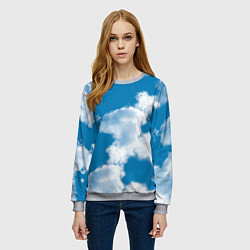 Свитшот женский Небо в облаках, цвет: 3D-меланж — фото 2