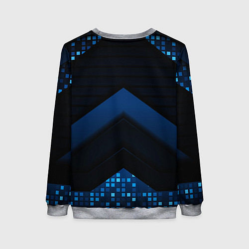 Женский свитшот Синий неоновый герб России / 3D-Меланж – фото 2