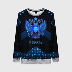 Женский свитшот Синий неоновый герб России