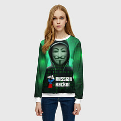 Свитшот женский Russian hacker green, цвет: 3D-белый — фото 2