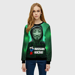 Свитшот женский Russian hacker green, цвет: 3D-черный — фото 2