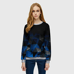 Свитшот женский Черно-синий геометрический, цвет: 3D-меланж — фото 2