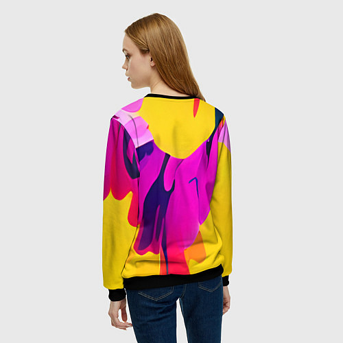 Женский свитшот Яркие позитивные узоры / 3D-Черный – фото 4