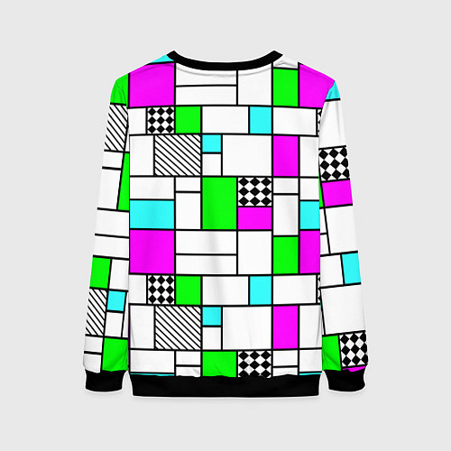 Женский свитшот Неоновый геометрический узор с черными линиями / 3D-Черный – фото 2