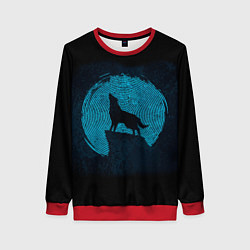 Свитшот женский Силуэт волка, цвет: 3D-красный