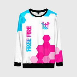 Свитшот женский Free Fire neon gradient style: символ и надпись ве, цвет: 3D-черный