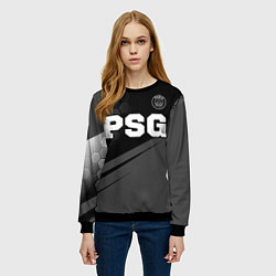 Свитшот женский PSG sport на темном фоне: символ сверху, цвет: 3D-черный — фото 2