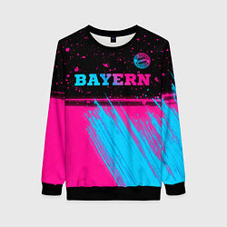 Свитшот женский Bayern - neon gradient: символ сверху, цвет: 3D-черный