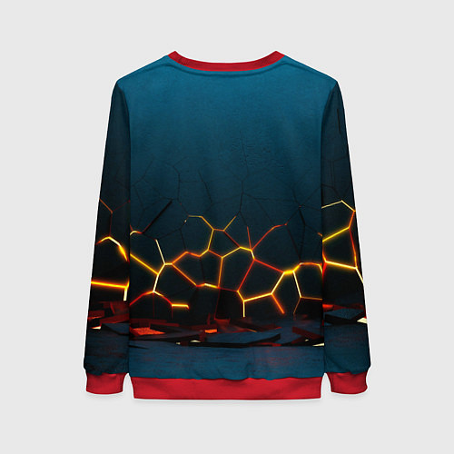 Женский свитшот Треснутые плиты геометрия / 3D-Красный – фото 2