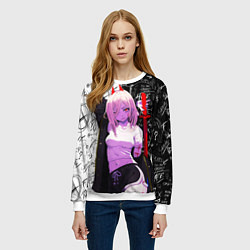 Свитшот женский Пауэр с мечом - Человек бензопила, цвет: 3D-белый — фото 2