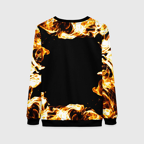 Женский свитшот Scorpions рок кот и огонь / 3D-Черный – фото 2