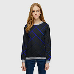 Свитшот женский Неоновая текстура прямоугольники, цвет: 3D-меланж — фото 2