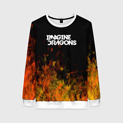 Свитшот женский Imagine Dragons - пламя, цвет: 3D-белый