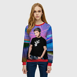 Свитшот женский Юрий Шатунов на неоновом фоне, цвет: 3D-красный — фото 2