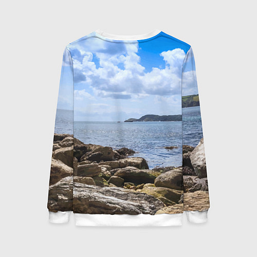 Женский свитшот Парусник на горизонте океана / 3D-Белый – фото 2