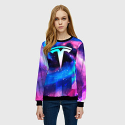 Свитшот женский Tesla неоновый космос, цвет: 3D-черный — фото 2