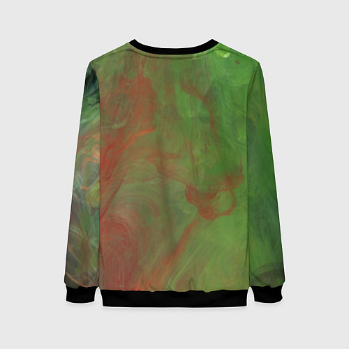 Женский свитшот Зелёные и красные волны красок / 3D-Черный – фото 2