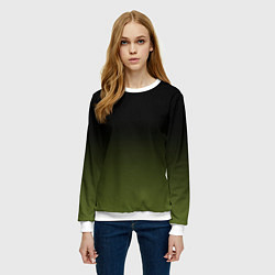 Свитшот женский Черный и хвойный зеленый градиент, цвет: 3D-белый — фото 2