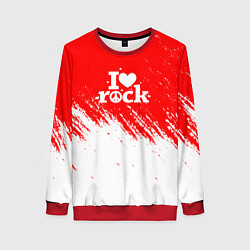 Свитшот женский I love rock - краска, цвет: 3D-красный