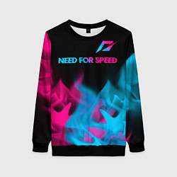 Женский свитшот Need for Speed - neon gradient: символ сверху