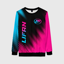 Свитшот женский Lifan - neon gradient: надпись, символ, цвет: 3D-черный