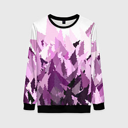 Женский свитшот Мозаичный узор в розовых и сиреневых тонах на бело