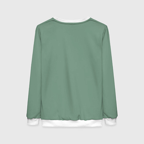 Женский свитшот Абстрактные зеленые линии на фоне цвета хаки / 3D-Белый – фото 2