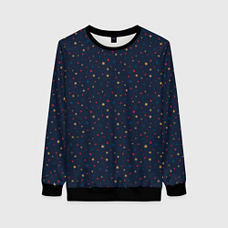 Женский свитшот Золотые, красные, синие звезды на темно синем