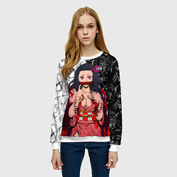 Свитшот женский Незуко - Клинок рассекающий демонов, цвет: 3D-белый — фото 2