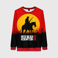 Свитшот женский Red Dead Redemption 2 - закат, цвет: 3D-красный