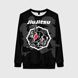 Свитшот женский Jiu-jitsu throw logo, цвет: 3D-черный