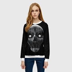 Свитшот женский Маска Смерти - рисунок карандашом, цвет: 3D-белый — фото 2