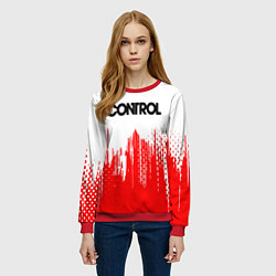 Свитшот женский Control красная текстура, цвет: 3D-красный — фото 2