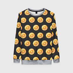 Свитшот женский Апельсин Паттерн - Черная версия, цвет: 3D-меланж