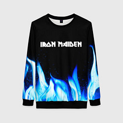 Свитшот женский Iron Maiden blue fire, цвет: 3D-черный
