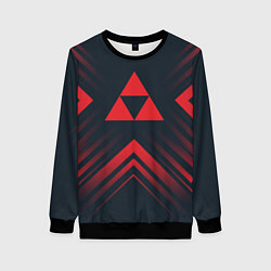 Свитшот женский Красный символ Zelda на темном фоне со стрелками, цвет: 3D-черный