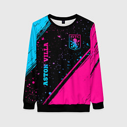 Свитшот женский Aston Villa - neon gradient: надпись, символ, цвет: 3D-черный