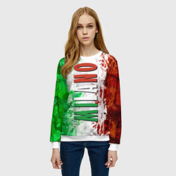 Свитшот женский Флаг Италии - кляксы, цвет: 3D-белый — фото 2