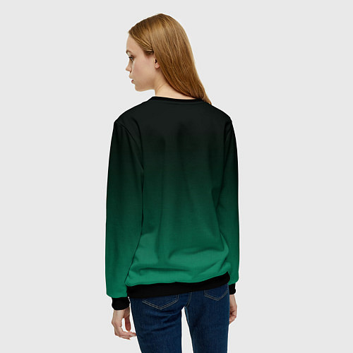 Женский свитшот Черный и бирюзово - зеленый, текстурированный под / 3D-Черный – фото 4