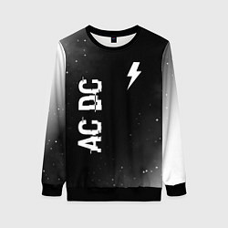 Свитшот женский AC DC glitch на темном фоне: надпись, символ, цвет: 3D-черный